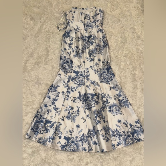 NEW Alfred Sung Floral Ruffle Strapless Trumpet Gown sz 6 - Picture 5 of 6